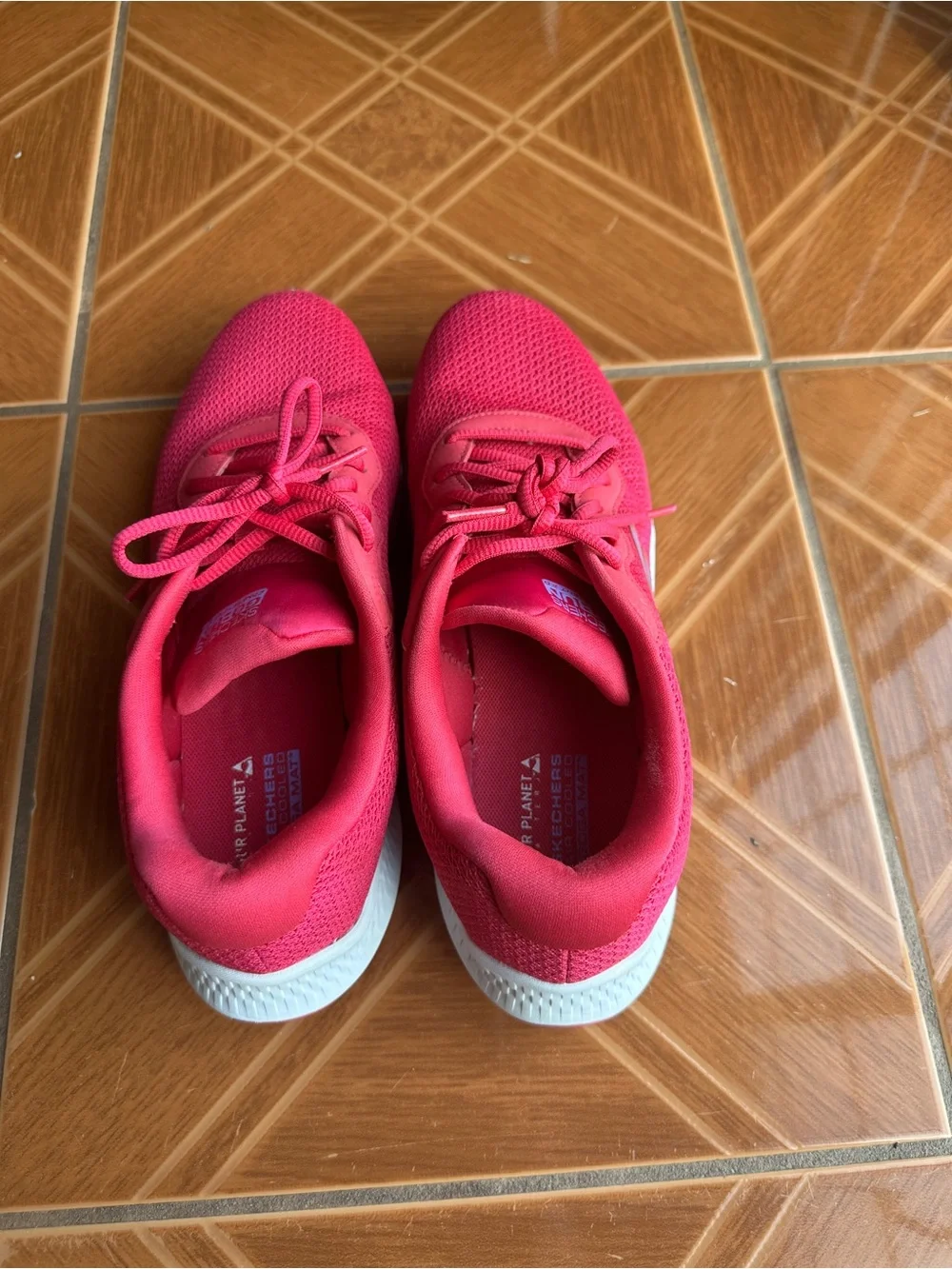 Skechers Women's Hot Pink Mesh Lace-Up Sneakers